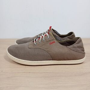 OluKai Sneakers Men 9.5 Nohea Moku Brown Mesh Lightweight Breathable Lace-Up